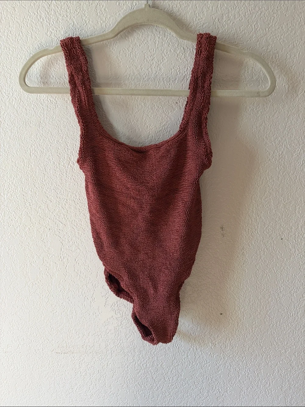 Girls Textured One-Piece Swimsuit in Rust